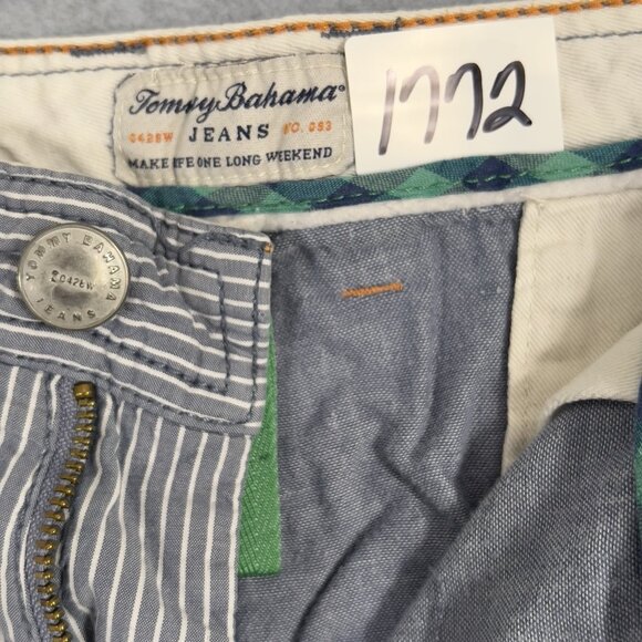 Tommy Bahama Jean Shorts Mens 38 Blue Striped Relaxed Stretch Beach Outdoor 9" - Picture 3 of 14